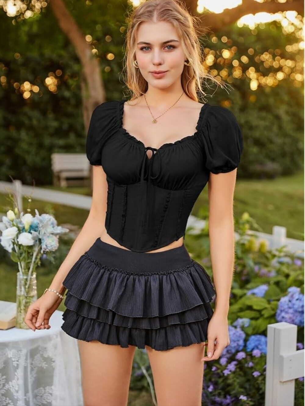 Scarlet Darkness Renaissance Peasant Top,  Black NWT